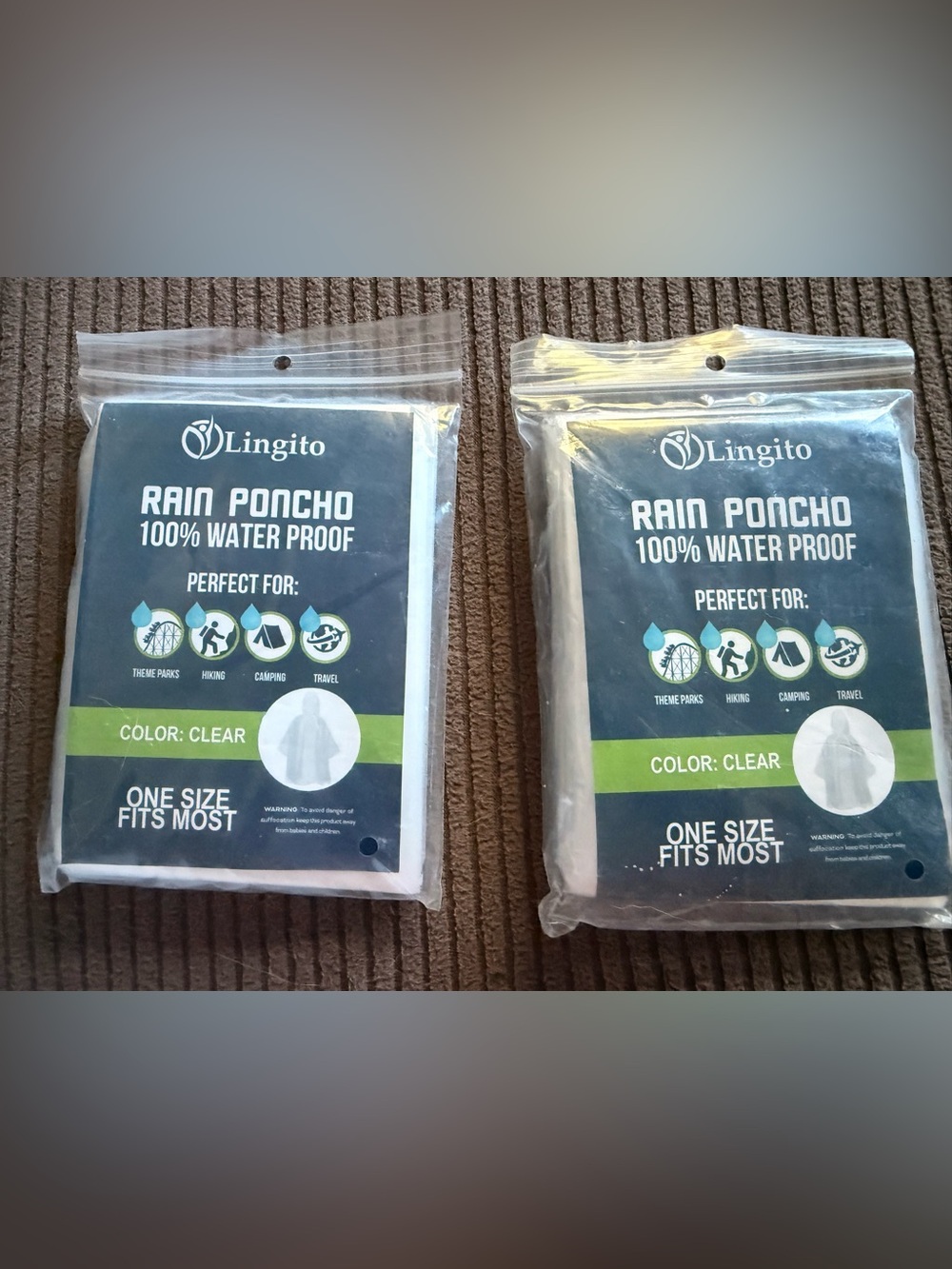 Lingito Clear Rain Poncho - Waterproof Travel Poncho